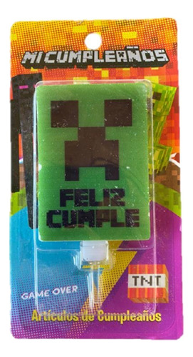 Vela Cumpleaños Videojuego Minecraft Cotillón Activarte