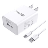 Cargador Usb Con Cable Micro-usb Cargador Universal Carga Rápida Compatible Con Samsung Motorola Oppo 1hora Gar064 Blanco