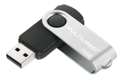 Pendrive Multilaser Twist 16gb 2.0 Preto E Prateado