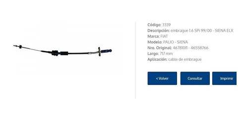 Cable Embrague Palio Sienna Strada 1.6 Fr3339 Foto 2