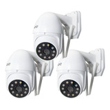 Kit X3 Camara De Seguridad Wifi Exterior Overtech Ov-11ptz 3mp 3x Color Blanco