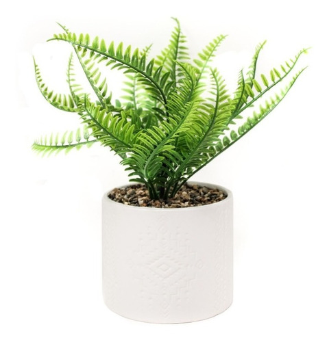 Maceta Ceramica Con Planta Artificial 12x26cm Aprox