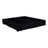 Base Cama Box Queen Bipartido Suede Preto - 158x198x39