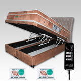 Cama Box Baú King Com Massageador Magnético + 2 Travesseiros