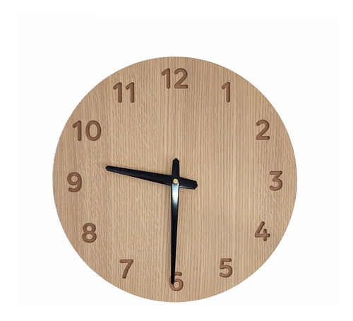 Reloj De Pared Moderno En Madera Mdf Y Guatambú 35cm.