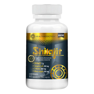 HEALTHADDICTION - Shilajit con Tongkat Ali, Tribulus y Maca Negra | Suplemento Alimenticio Masculino 100% Natural | Apoyo Energético, Vitalidad y Bienestar Físico | 60 Cápsulas de 780 mg c\u002Fu | Meses sin interés