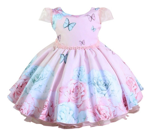 Vestido Roupa Infantil Jardim Encantado Luxo Borboletas