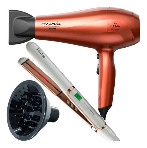 Secador De Cabelo Gama Italy 2000w Ions Difusor Prancha 210c