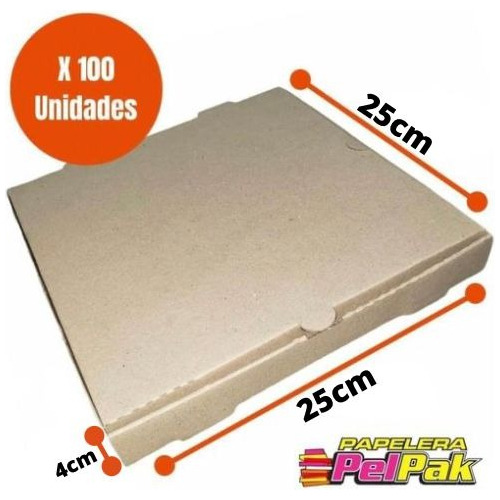 Caja Para Pizza Micro 25x25 Marron X 100 Unid