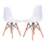 Kit 2 Cadeiras De Jantar Eames Eiffel Base Madeira Pé Palito