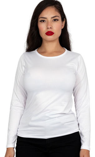 Blusa Lisa Manga Larga Basica Promocional Sublimar Curvy