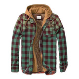 Chaqueta De Hombre Forrado Flanela Forrado Camisa A Cuadros