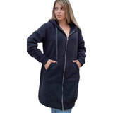 Campera Larga C/capucha Polar Con Corderito Talles Grandes