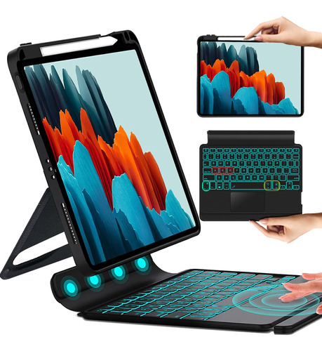 Funda C/teclado Táctil Iluminado P/galaxy Tab S8+ S7+ S7fe