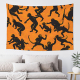 Adanti Black Gibbon Monkey Print Tapestry Decorative Wall S.