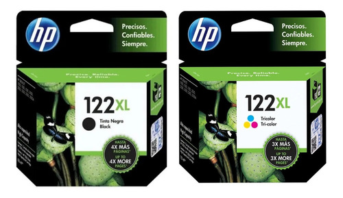 Pack Hp 122 Xl Negro + Color Originales