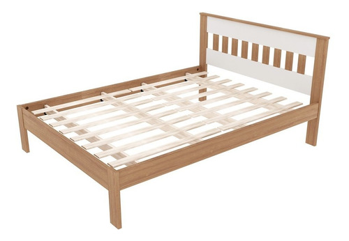 Cama De Casal Cm8007 Amêndoa/branco - Tecno Mobili