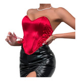 Crop Top Para Mujer Tipo Corset Ajustable Sin Tirantes