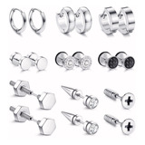 Pack 9 Piercing Pares Aretes Hombre Con, Arracadas Hombre