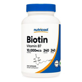 Biotina 10,000 Mcg Biotin Vitamina B7 240 Cápsulas