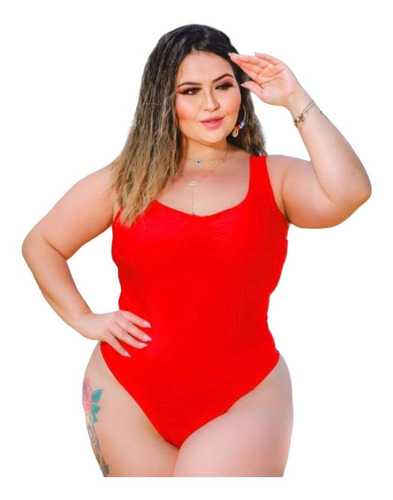 Body Maio Plus Size Feminino Meia Taça Com Bojo Tendencia