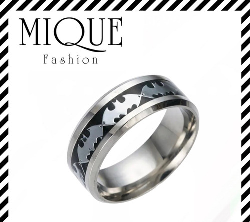 Anillo Argolla Negro Y Plata Con Logo De Batman Para Hombre