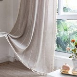 Roomtalks - Cortinas De Lino Y Algodon Con Borlas, Elegantes