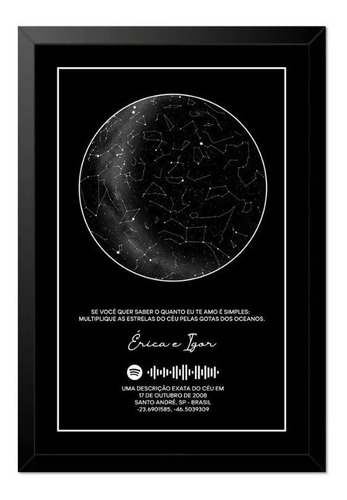 Quadro Personalizado Mapa Das Estrelas Código Spotify