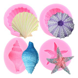 4pcs Molde De Silicon Erizo De Mar Caracola Estrella De Mar 