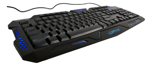 Teclado Gamer Wired M200 Qwerty Membrana Inglés Color Negro Con Luz Azul Y Roja