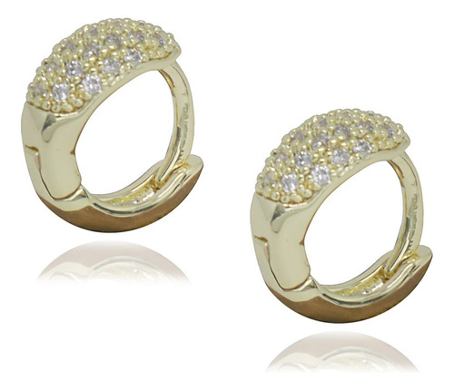 Brinco Argola Zircônia Folheada Ouro 18k 1x0,5 Unissex Linda