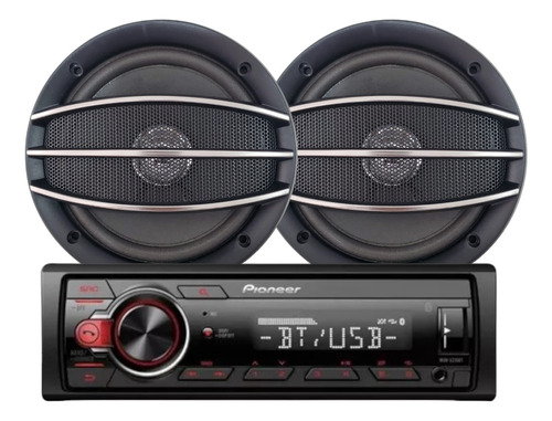 Paquete De Estereo 1 Din + Bocinas 6.5 Audiobahn