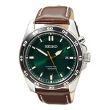 Reloj Para Hombre Seiko Ska791p1, 43mm, Acero Inoxidable Color De La Correa Marrón Color Del Bisel Negro Color Del Fondo Verde
