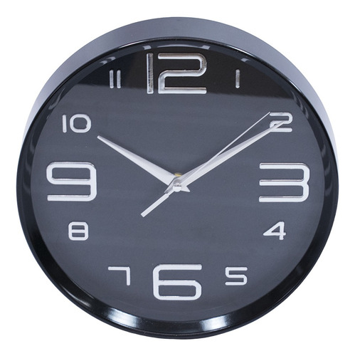 Relógio De Parede Preto Moderno Arredondado 25x25cm
