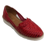 Zapatos Sandalias Huarache Artesanal Piel Color Rojo 3120