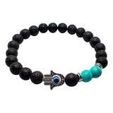 Pulsera Ojo Turco Hombre Piedra Turquesa Piedra Volcánica