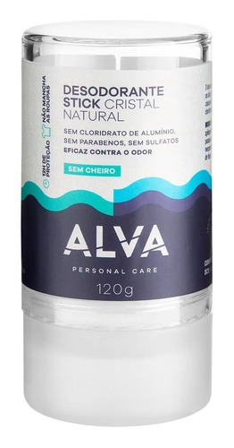 Desodorante Sem Alumínio Natural Alva Stick Kristall 120g