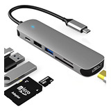 Hub Adaptador Usb3.0 Tipo C 6 En 1 Hdmi Para Macbook Windows