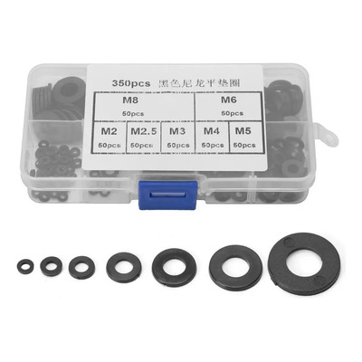 T 350 Unids Black Nylon Plastic Arandela Plana Junta Kit T | Meses sin interés