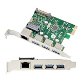 Placa Pcie A 3 Puertos Usb 3.0 Y 1 Puerto Lan Gigabit Rj-45 Amitosai Mts-pcie3usb3lan