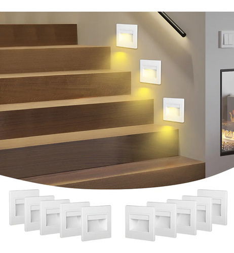 Kit 10 Luces De Escalera Lámpara Empotrable Foco Con Cajas | Meses sin interés