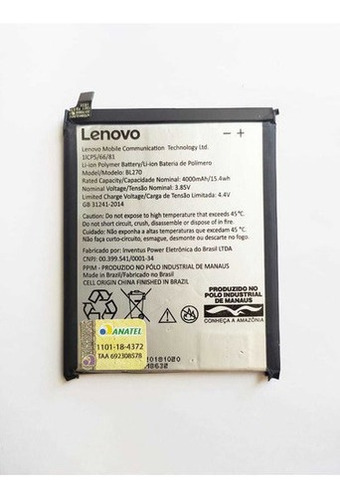 Batei-ra Lenovo Moto G6 Play Xt1922-5 Bl270 Original