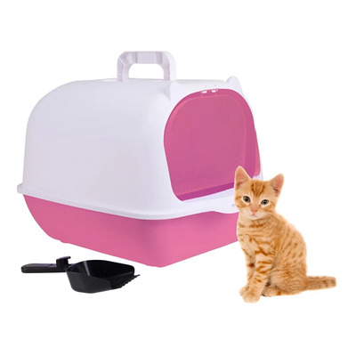 Arenero Grande Cerrado Para Gato Gatos Bandeja Sanitaria Caja Arena Antiolores Puerta Abatilbe Tapa Pala Filtro Color Rosa | MercadoLibre