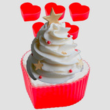 Forma De Silicone Formato Coração Cupcake Vermelho 6 Peças