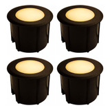 4x Mini Balizador Interlight Coin 0,3w 2700k Preto Ip66