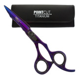 Tijera Filo Navaja Corte Barbero Pointcut Titanio Purple 6