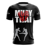 Camiseta Esportiva Luta Muay Thai Artes Marciais Preta