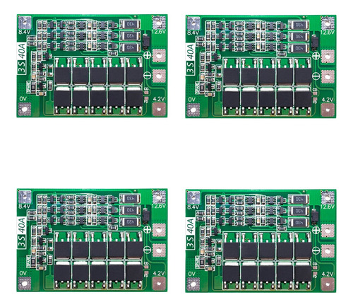 4 Pzas Módulo De Carga/ Descarga Bms 3 Baterías 12.6v 40a 3s