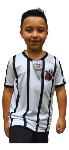 Camisa Infantil Do Corinthians Listrado Jogo Cr 0365