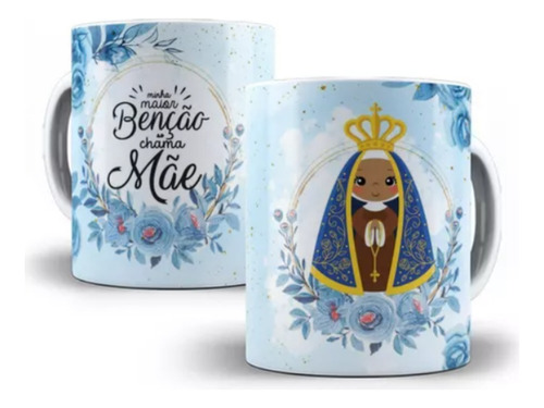 Caneca Xícara Porcelana Nossa Senhora Aparecida Mãe Do Céu